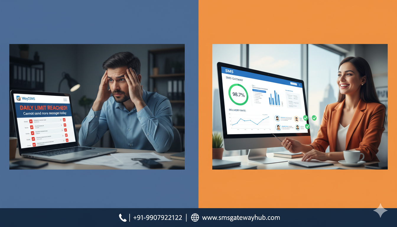 split-screen comparison Bulk SMS Service Provider