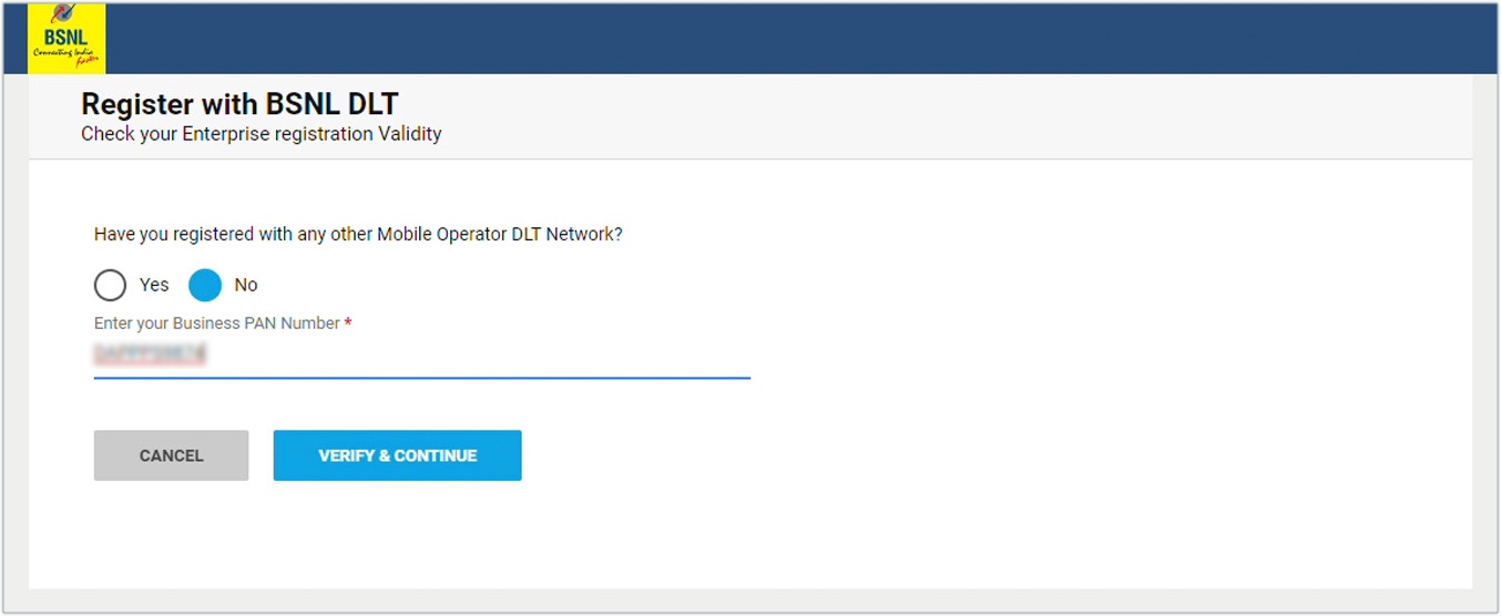 bsnl dlt portal for registration