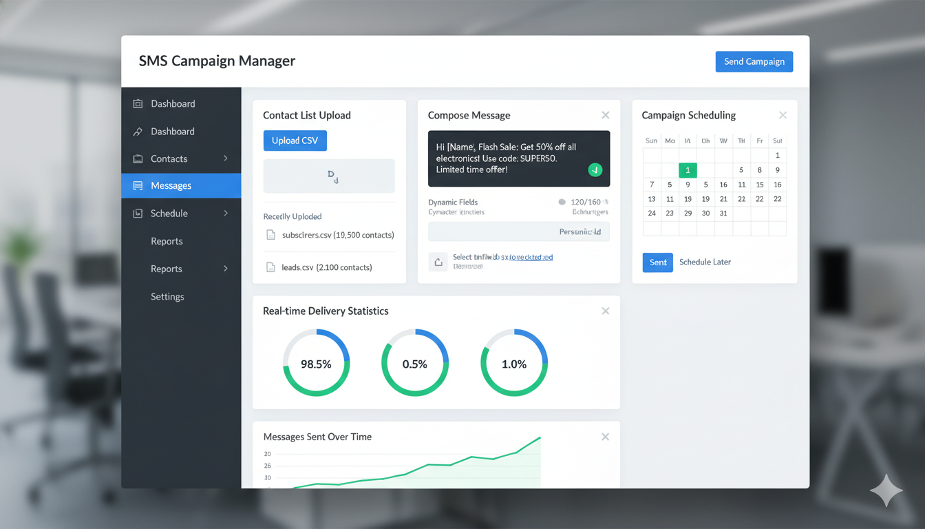 Bulk SMS provider in India showing how mass text messaging works through SMS gateway and telecom networks