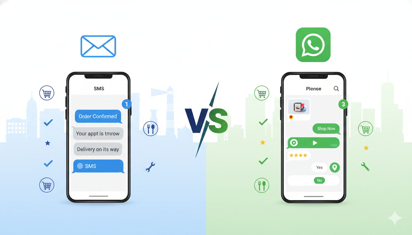 Discover SMS vs WhatsApp Chennai comparison. Explore WhatsApp Business API application, chatbot features & greeting messages for better customer engagement