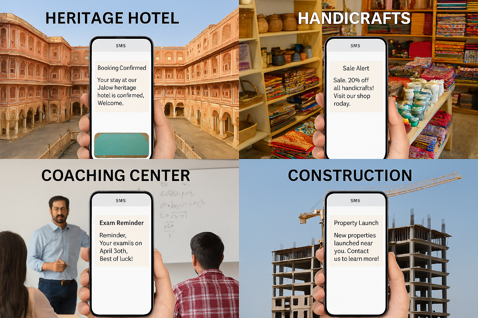 Bulk SMS provider in Jaipur serving tourism, handicrafts, education, and real estate sectors effectively