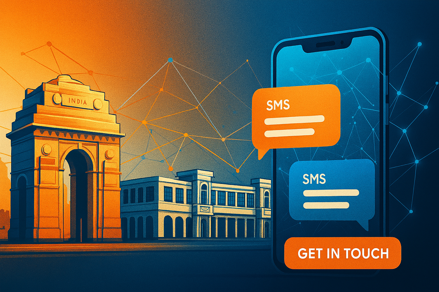 Professional illustration showing Delhi's skyline