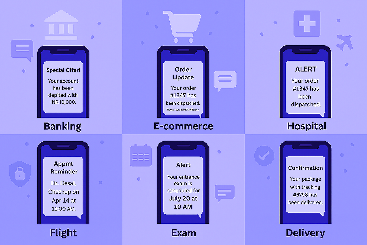 Transactional SMS provider India serving banking, e-commerce, healthcare, travel, education, and logistics sectors