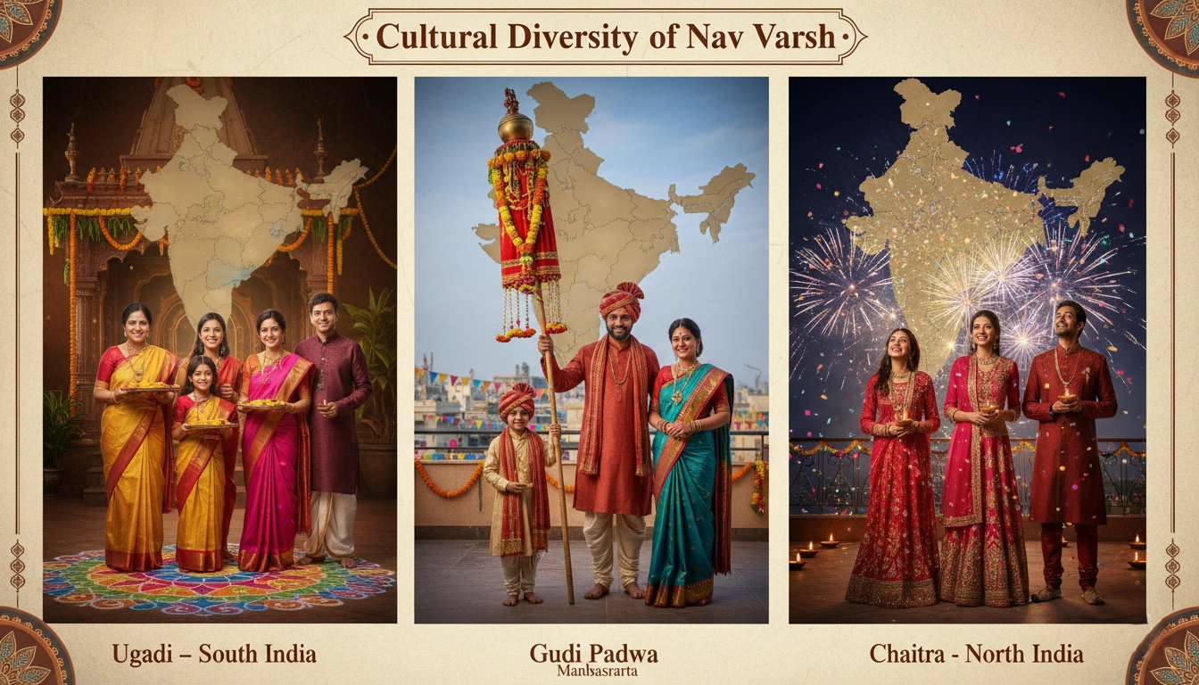 Regional Indian Nav Varsh celebrations - Ugadi, Gudi Padwa, and Chaitra Samvat variations