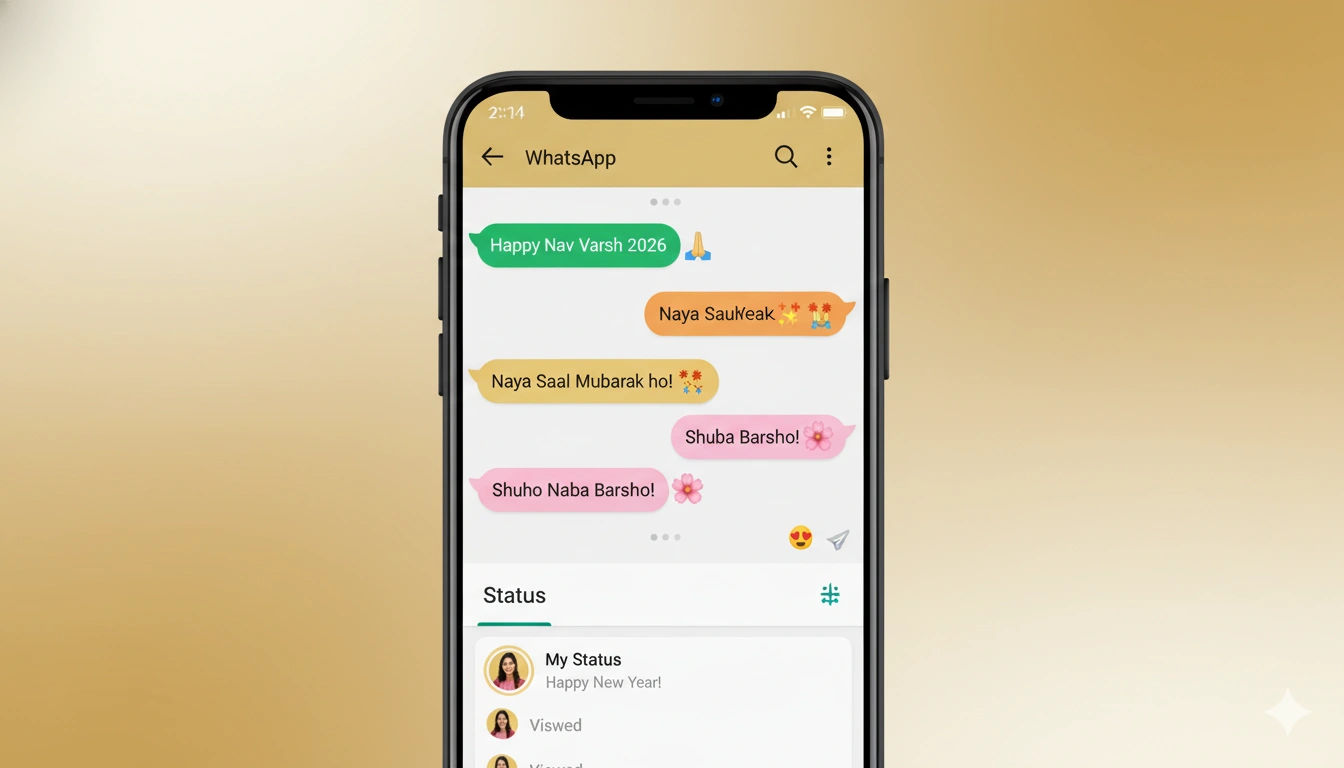 Short Nav Varsh wishes in WhatsApp chat format ready to share