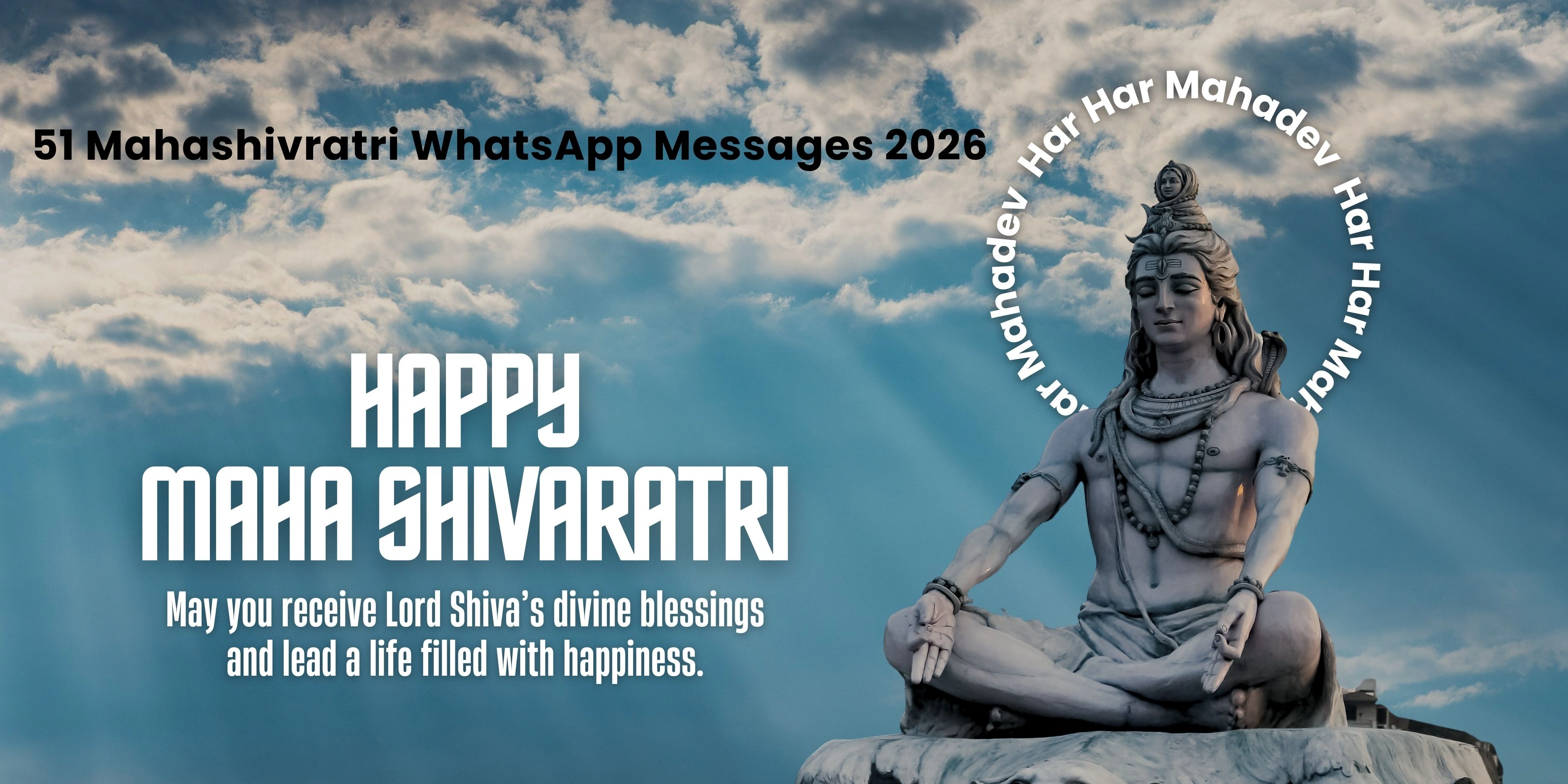 Mahashivratri 2026 WhatsApp messages and wishes featuring Lord Shiva meditation with Om Namah Shivaya mantra