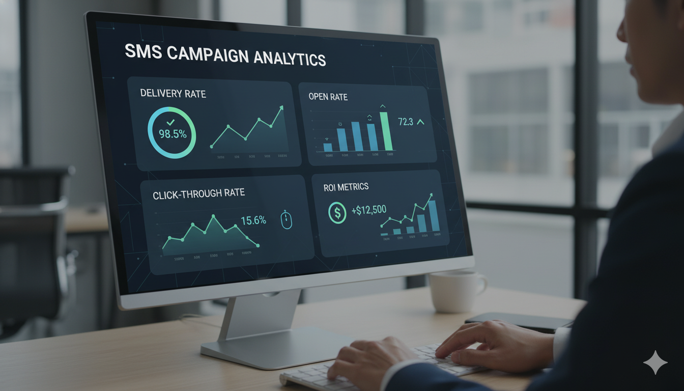 Modern business dashboard showing SMS campaign analytics
