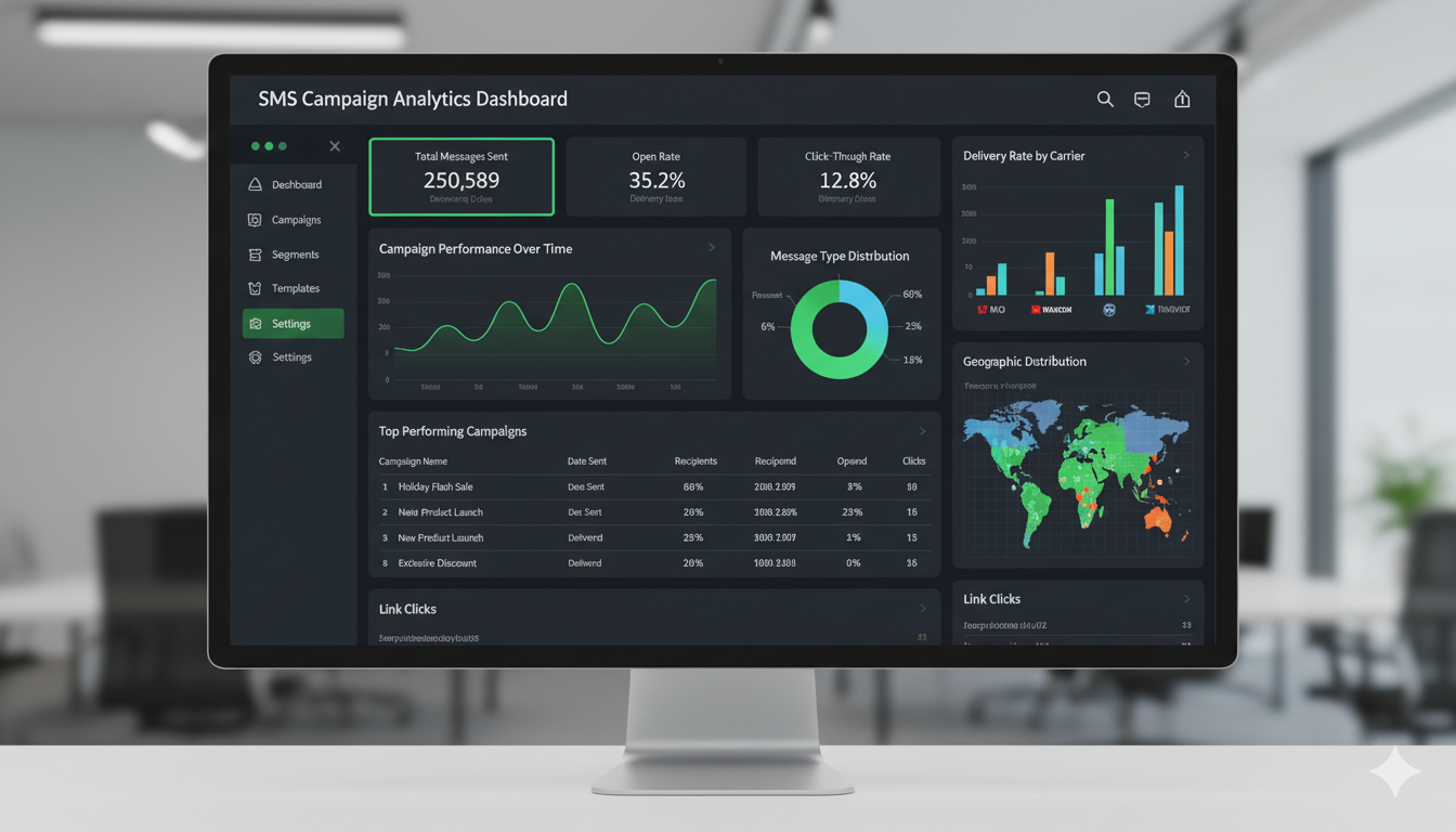 SMS campaign management dashboard with delivery statistics