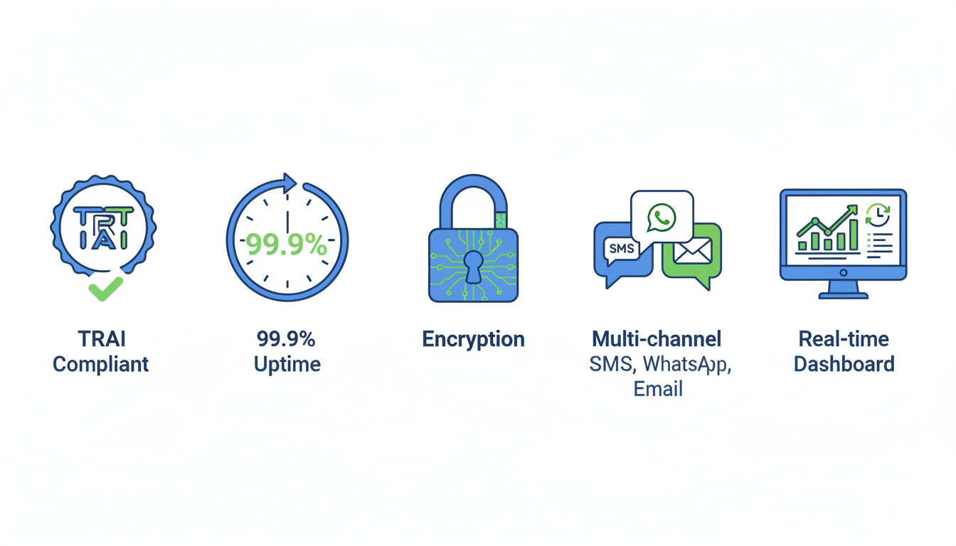 Design  icon illustrations representing Multi-channel delivery (SMS, WhatsApp, Email)