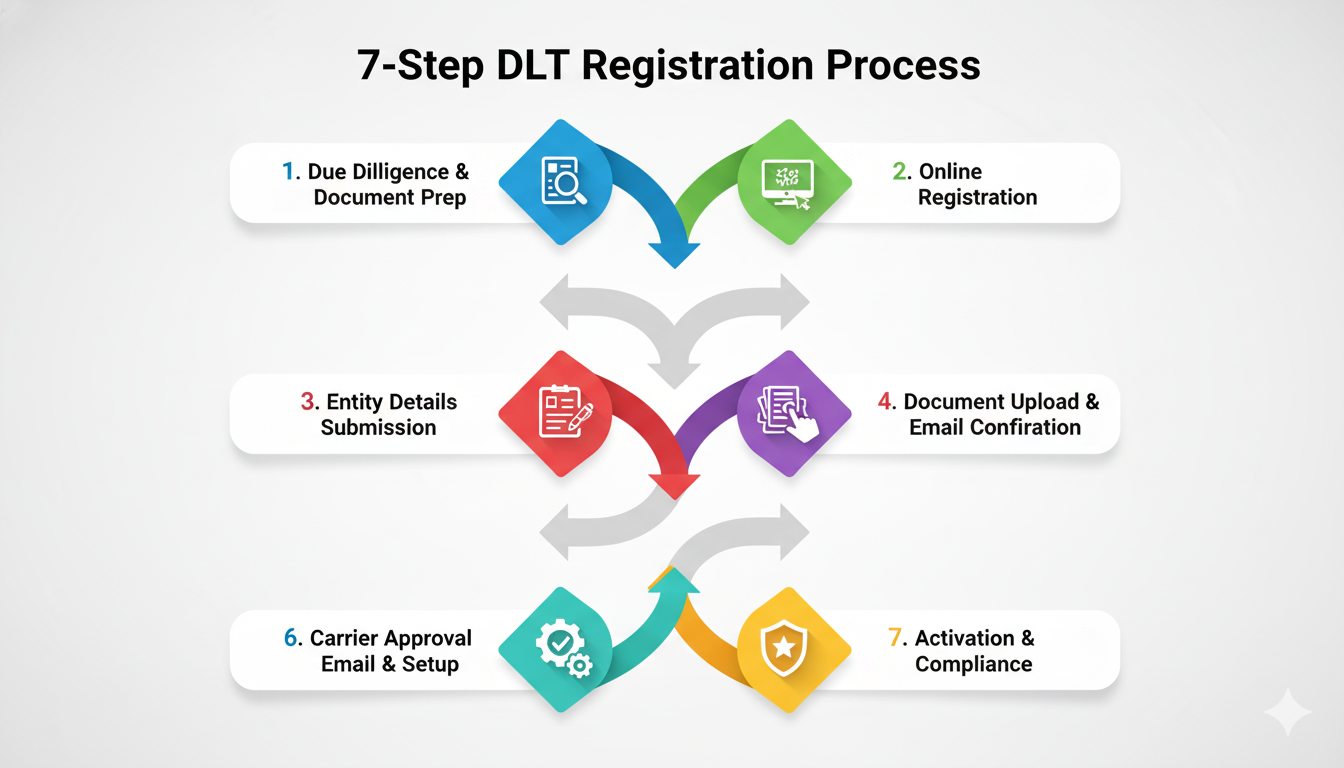 Document checklist illustration showing PAN card, GST certificate,  business registration letter, ID proof, checkmarks in green, clean minimal design