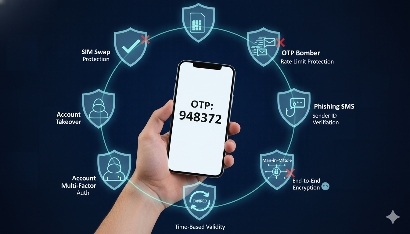 OTP SMS security threats and protection measures for bulk SMS providers in India
